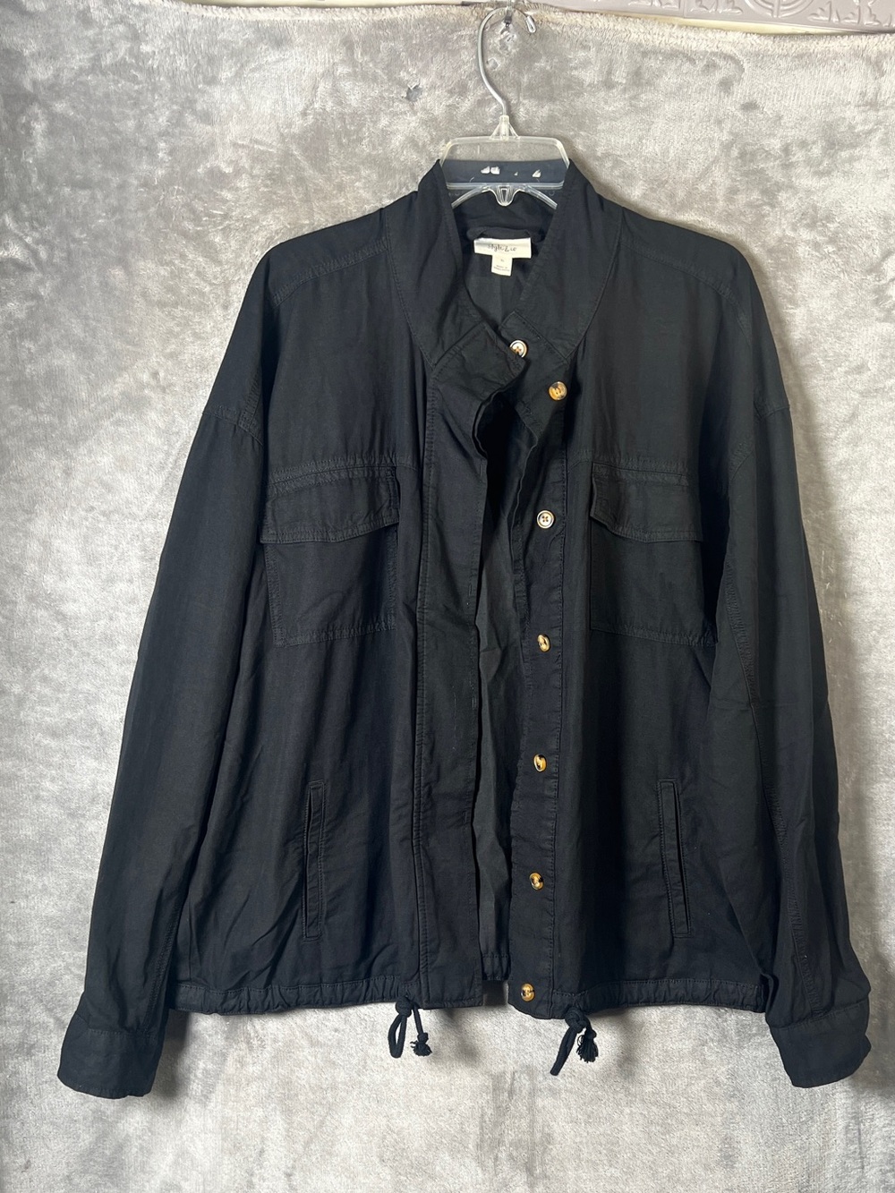 Black Women’s Lightweight Button-Front Jacket